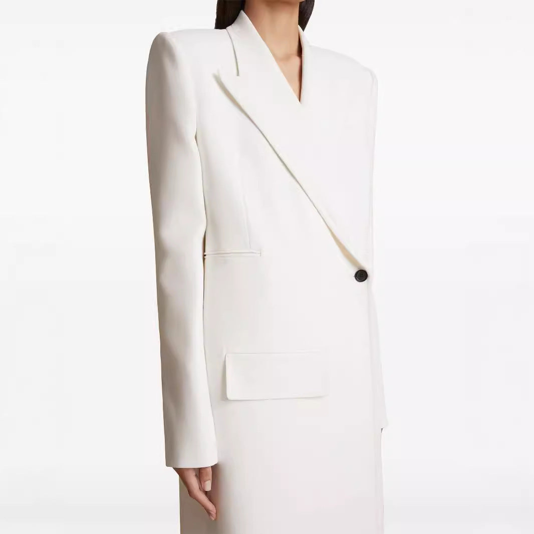Women's Oblique Cut One Button Suit Jacket