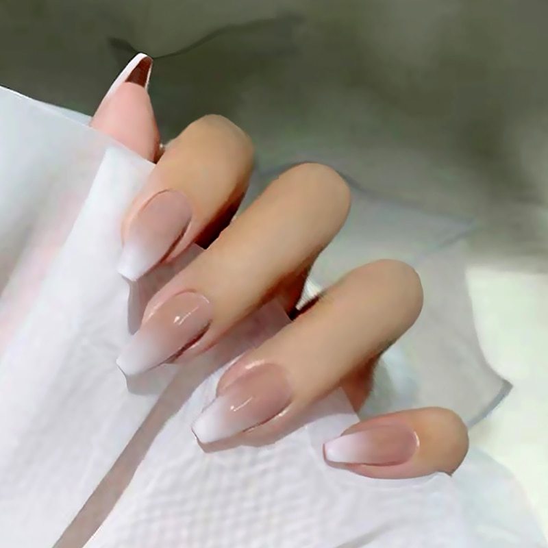 Chic Matte Frosted Almond Fake Nails | Finished Wearable Nail Art Patches