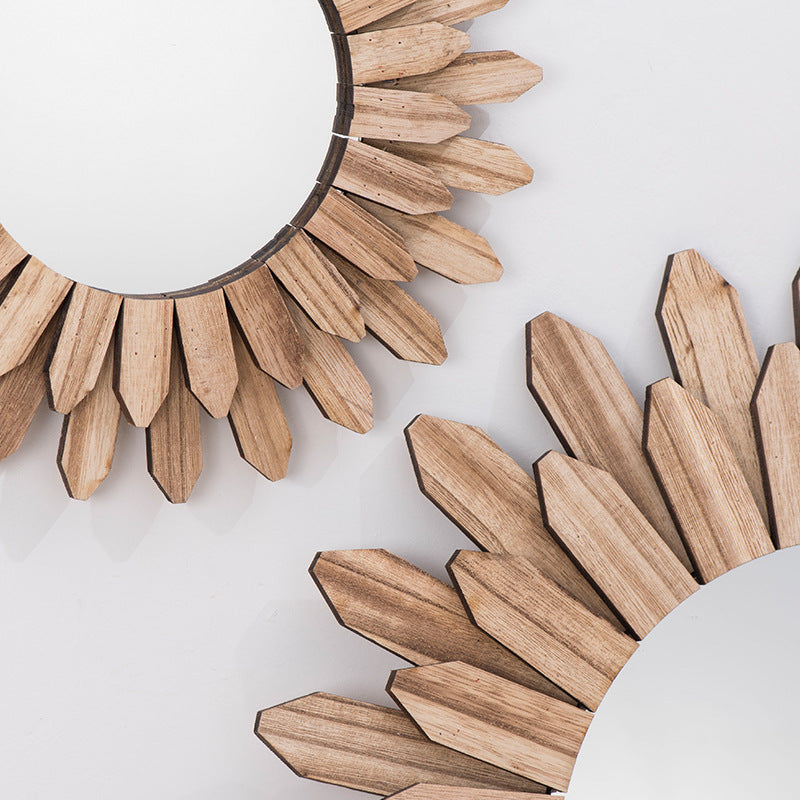 Handmade Solid Wood Wall Mirror | European Entryway & Hotel Lobby Decoration