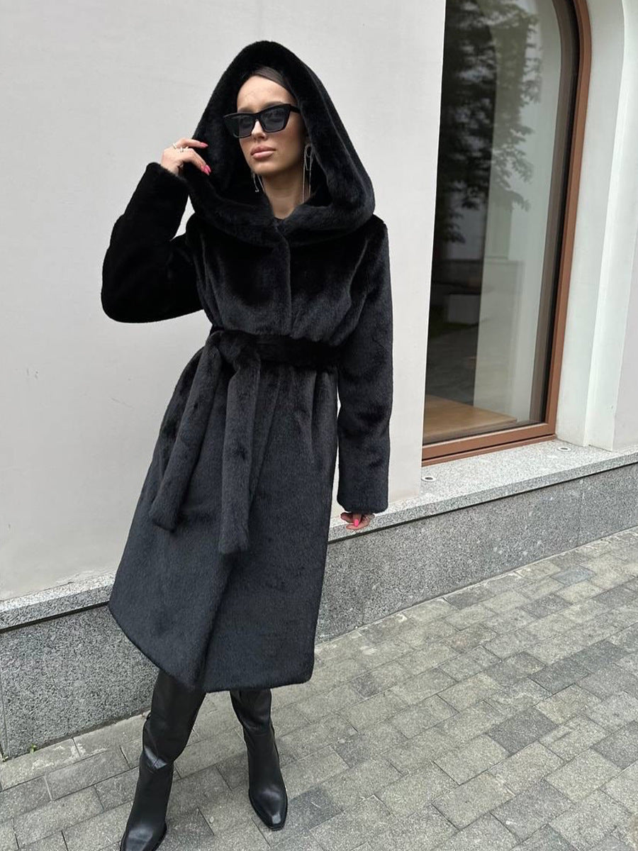 Hooded Maxi Coat for Women