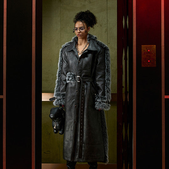 Men's Long Leather Wind Coat | Cotton Padded Thickened Thermal Outerwear