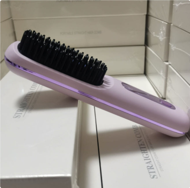 Travel 2-in-1 Hair Styling Tool | Wireless Straightener Brush & Hot Curler Comb