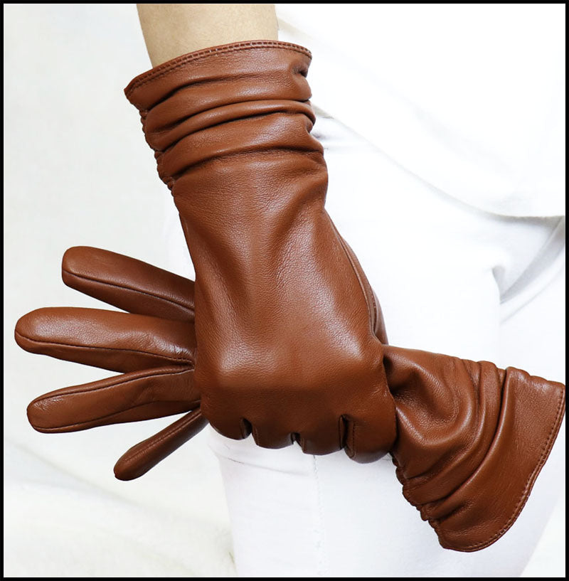 Luxury Long Women's Genuine Sheepskin Leather Gloves