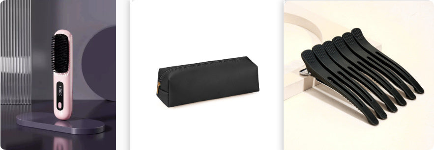 Travel 2-in-1 Hair Styling Tool | Wireless Straightener Brush & Hot Curler Comb