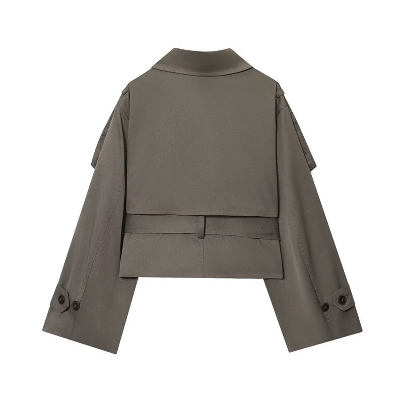 Women's Stand Collar Lapel Trench Coat