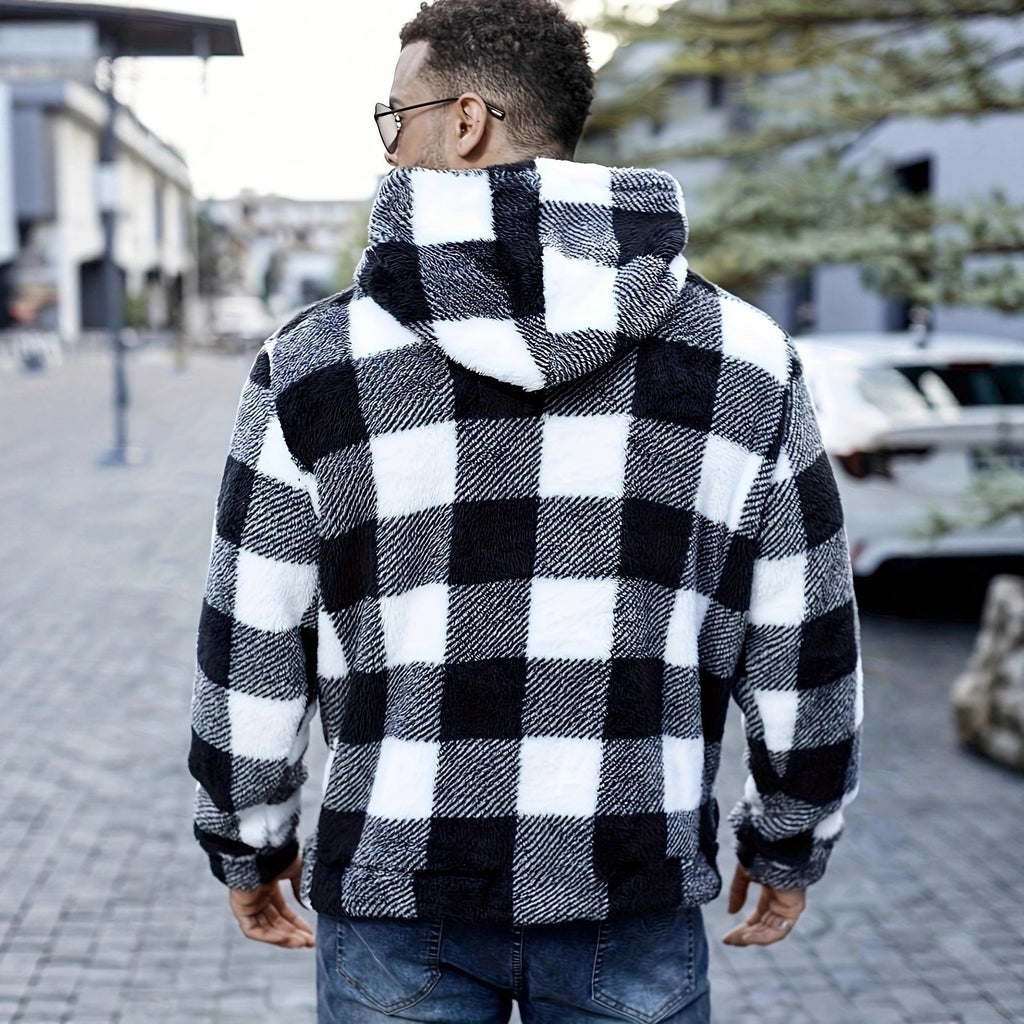 Men's European & American Plaid Faux Fur Coat | Autumn/Winter Fashion Jacket