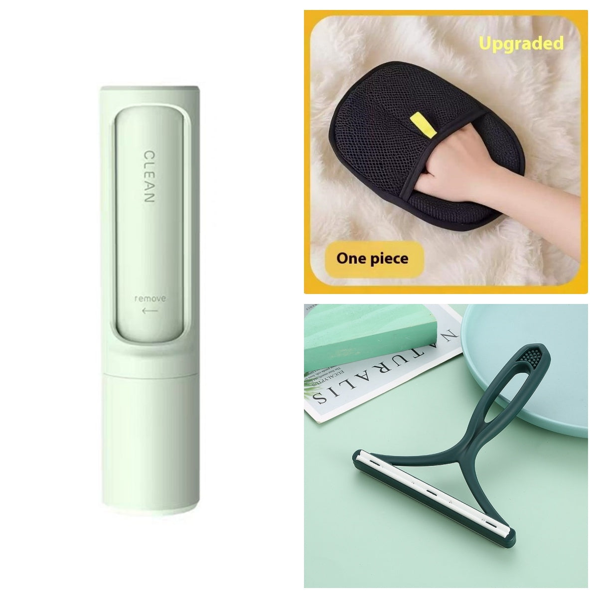 Effective Self-Cleaning Pet Hair Removal Tool | 2-in-1 Brush & Portable Lint Roller