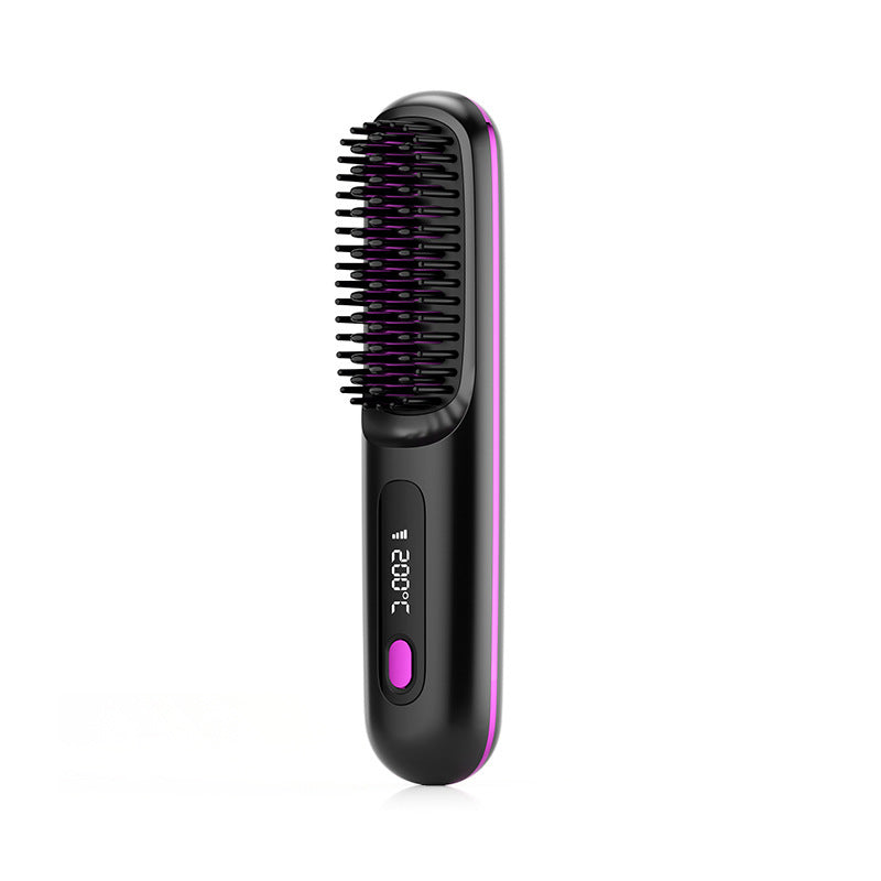 Travel 2-in-1 Hair Styling Tool | Wireless Straightener Brush & Hot Curler Comb