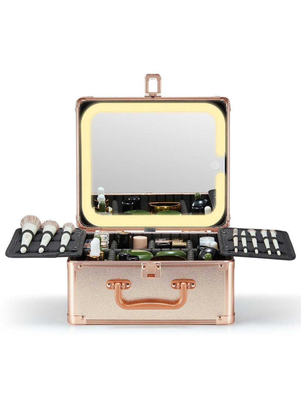Deluxe Cosmetic Organizer with Removable Illuminated Mirror | Storage Makeup Case