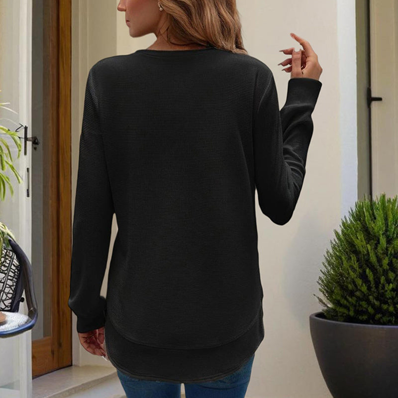 Women's Elegant Solid Color Crewneck Pullover Sweatshirt
