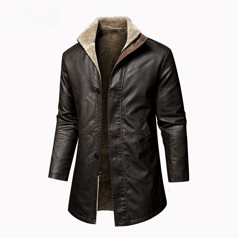 Men's Large Size PU Leather Coat | Extended Fit Casual Outerwear