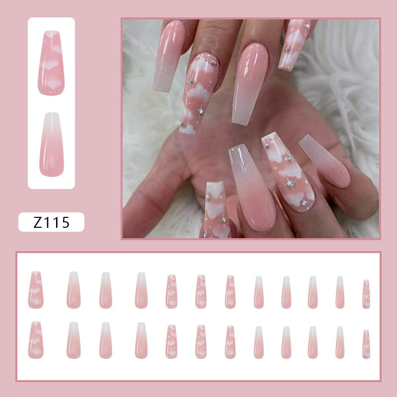 Elegant Long Ballerina Press-On Nail Patches | Detachable Full Cover Tips