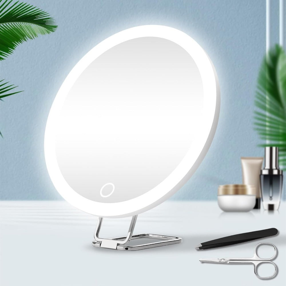 Portable Charging LED Makeup Mirror | Dimmable Fill Light with Rotatable Stand