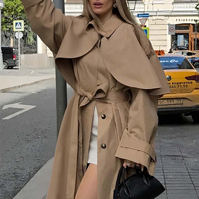 Women's Loose Mid-Length Lapel Trench Coat
