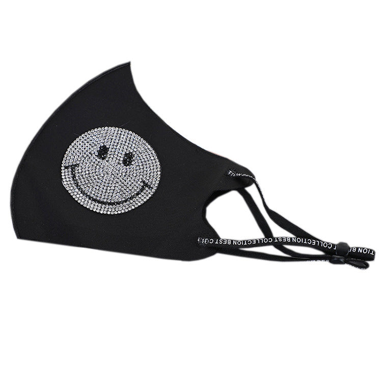Rhinestone Smiley Butterfly Pattern Sun Block Face Mask