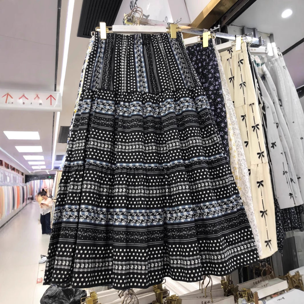Women's Polka Dot Contrast Stitching Slimming Skirt