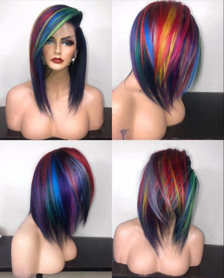 Vibrant Mixed Color Full Wig | High Temp Silk Rose Net COSPLAY Hairstyle