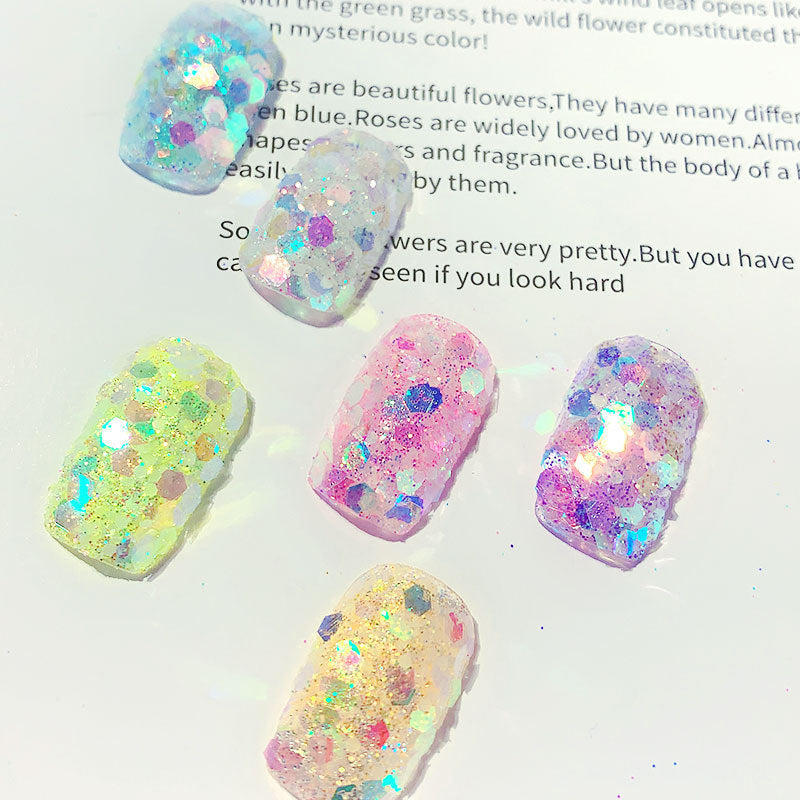 Iridescent Luminous Nail Art Glitter Flakes | Symphony Glow Sequin Set