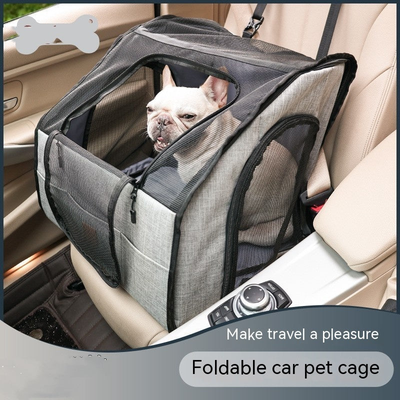 Folding Dog Car Seat Cage | Portable Travel Nest & Carrier for Pets