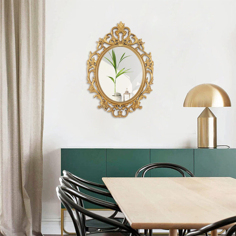 Ornate Oval Retro Mirror | Antique Style Wall Decoration