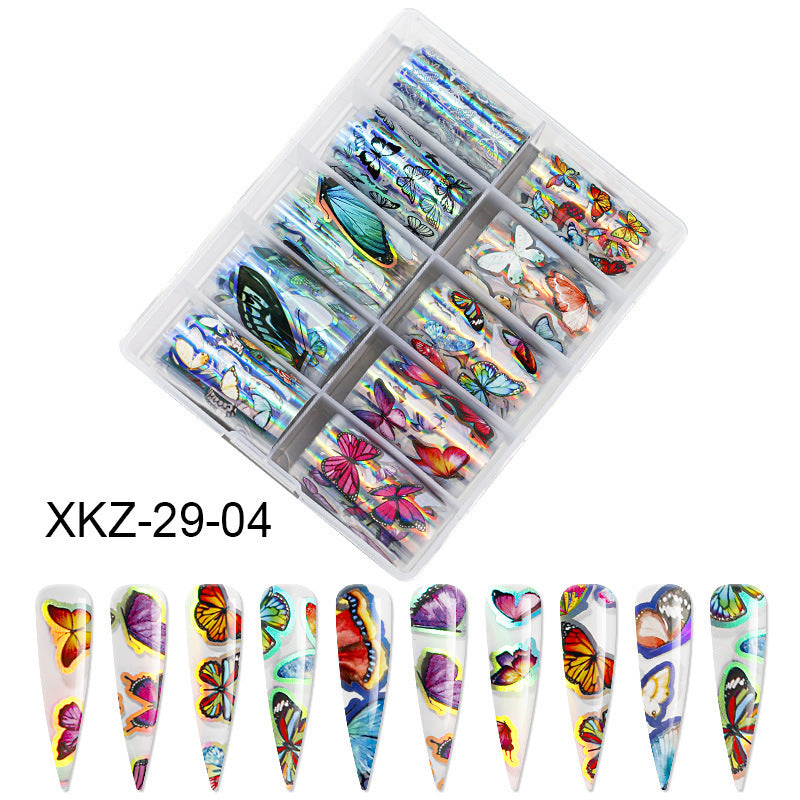 European & American Style Nail Transfer Paper | Laser Star & Butterfly Foil Decals