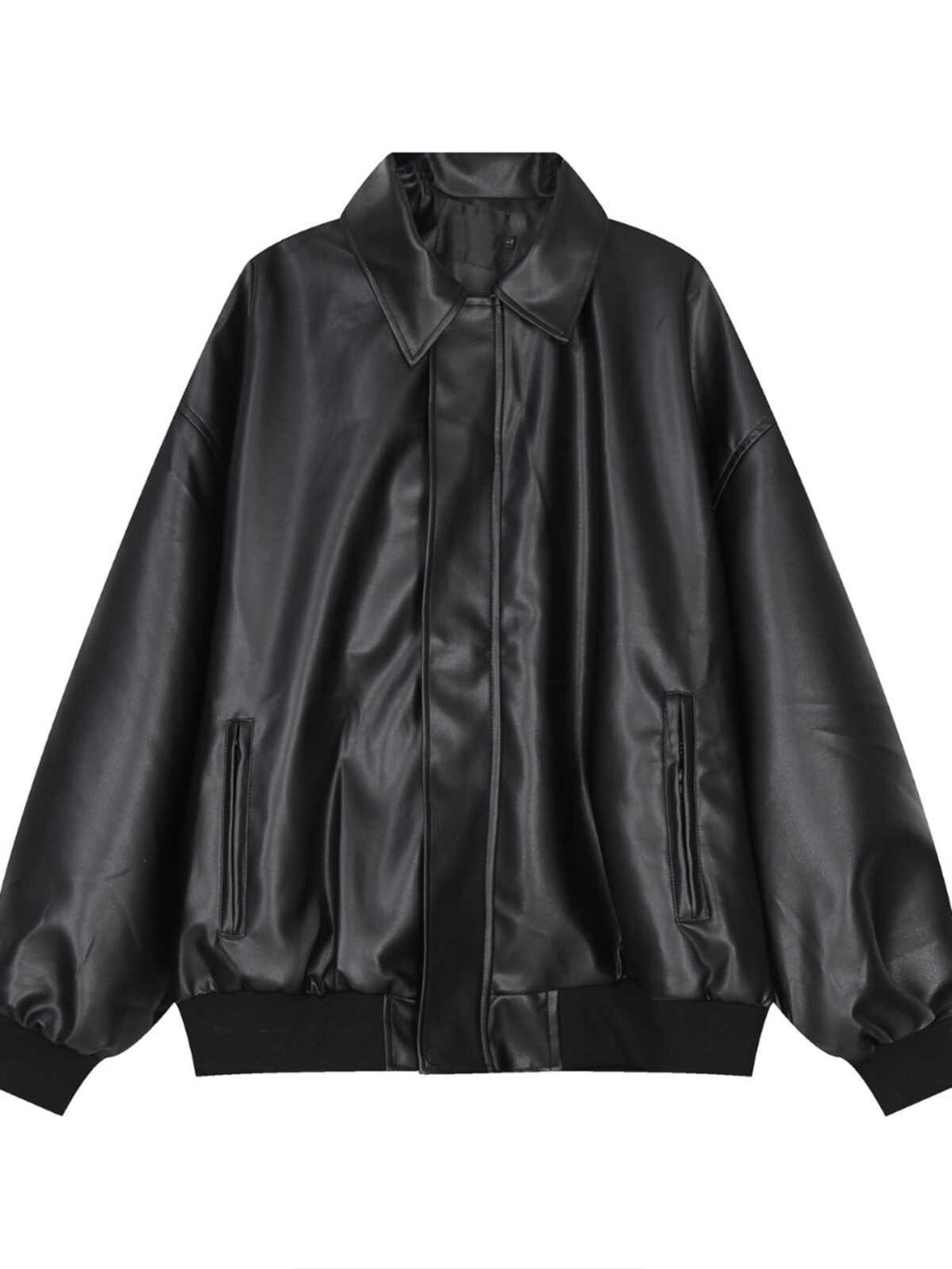 Men's Loose Casual PU Leather Jacket | Short Zip-Up Lapel Biker Style