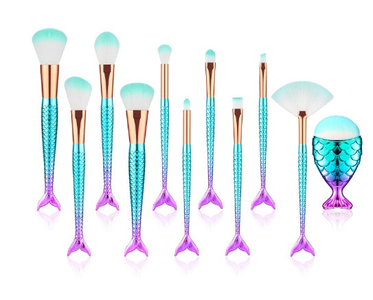 Fantasy Mermaid 11-Piece Brush Kit | Maquillaje Foundation, Eyebrow & Eyeliner Set