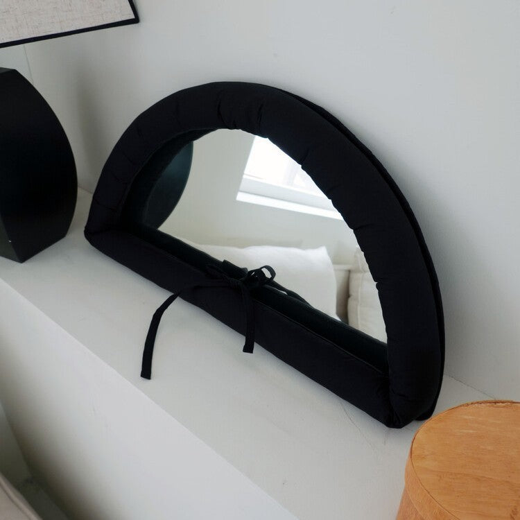 Hanging Simple Cotton-Filled Fabric Mirror | Soft Wall Decor Accent